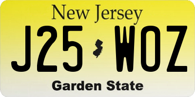 NJ license plate J25WOZ