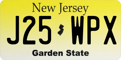 NJ license plate J25WPX