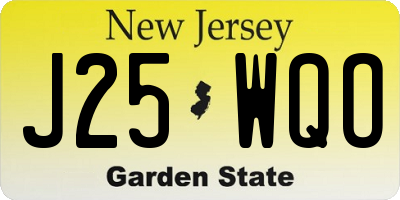 NJ license plate J25WQO