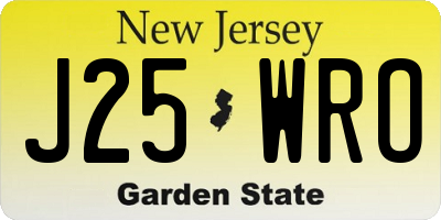 NJ license plate J25WRO