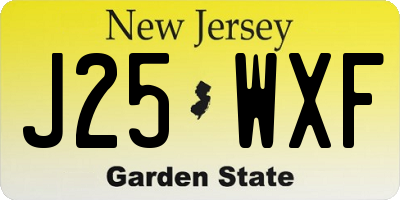 NJ license plate J25WXF