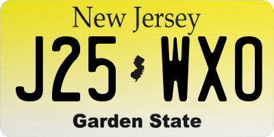 NJ license plate J25WXO