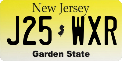 NJ license plate J25WXR