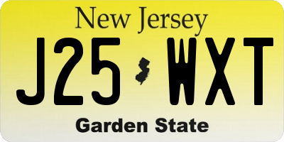 NJ license plate J25WXT