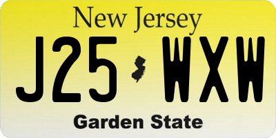 NJ license plate J25WXW