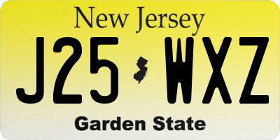NJ license plate J25WXZ