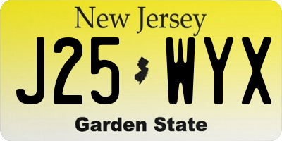 NJ license plate J25WYX