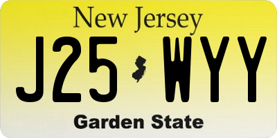 NJ license plate J25WYY