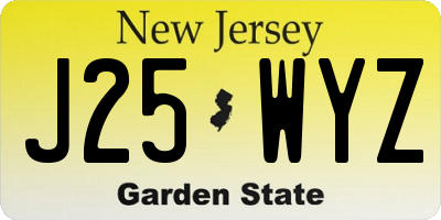 NJ license plate J25WYZ