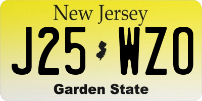NJ license plate J25WZO