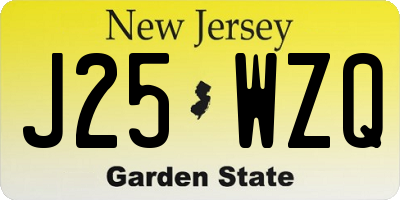 NJ license plate J25WZQ