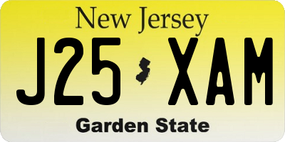 NJ license plate J25XAM