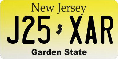 NJ license plate J25XAR