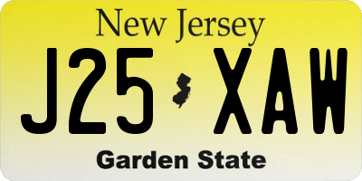 NJ license plate J25XAW