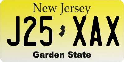 NJ license plate J25XAX