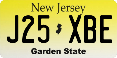 NJ license plate J25XBE