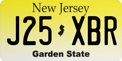 NJ license plate J25XBR