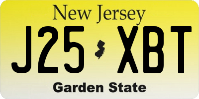 NJ license plate J25XBT