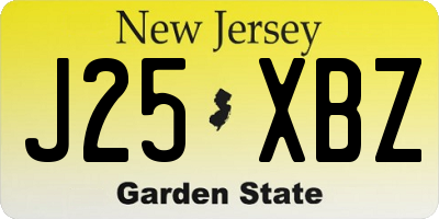 NJ license plate J25XBZ