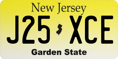 NJ license plate J25XCE