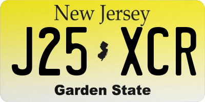 NJ license plate J25XCR