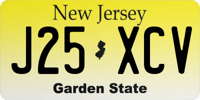 NJ license plate J25XCV
