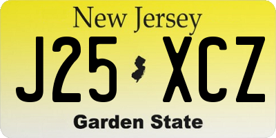 NJ license plate J25XCZ