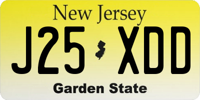 NJ license plate J25XDD