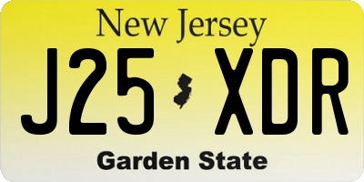 NJ license plate J25XDR