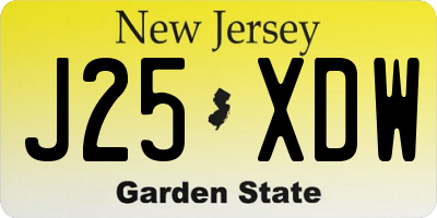 NJ license plate J25XDW