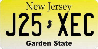 NJ license plate J25XEC