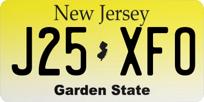 NJ license plate J25XFO