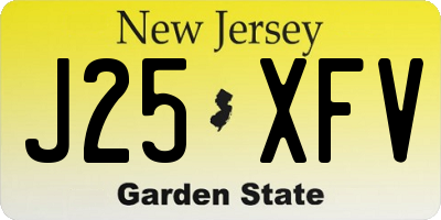 NJ license plate J25XFV