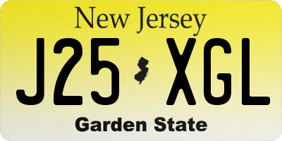 NJ license plate J25XGL