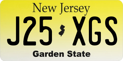 NJ license plate J25XGS