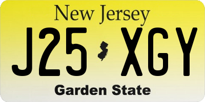 NJ license plate J25XGY