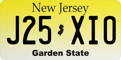 NJ license plate J25XIO
