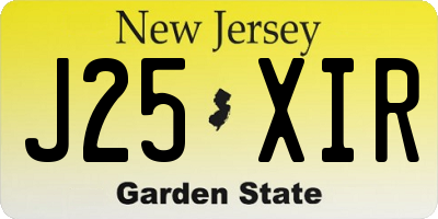 NJ license plate J25XIR