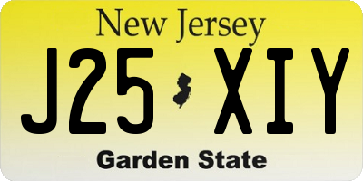 NJ license plate J25XIY