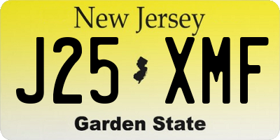 NJ license plate J25XMF