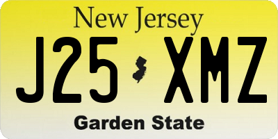 NJ license plate J25XMZ