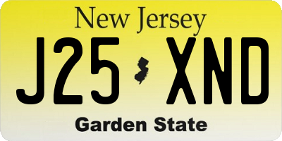 NJ license plate J25XND