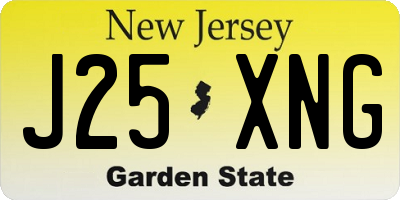NJ license plate J25XNG