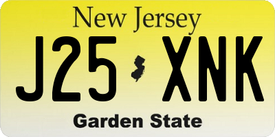 NJ license plate J25XNK