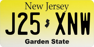 NJ license plate J25XNW
