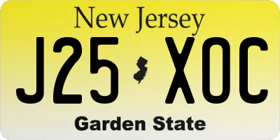 NJ license plate J25XOC