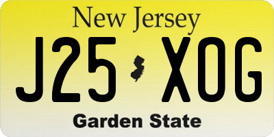 NJ license plate J25XOG