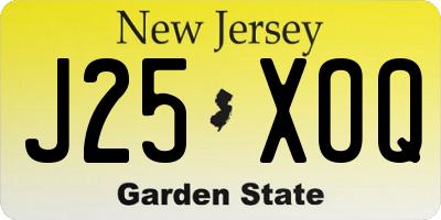 NJ license plate J25XOQ