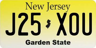 NJ license plate J25XOU