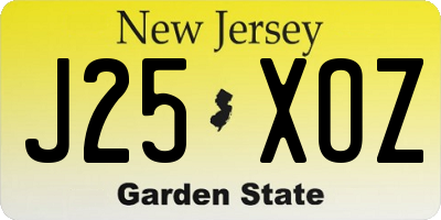NJ license plate J25XOZ